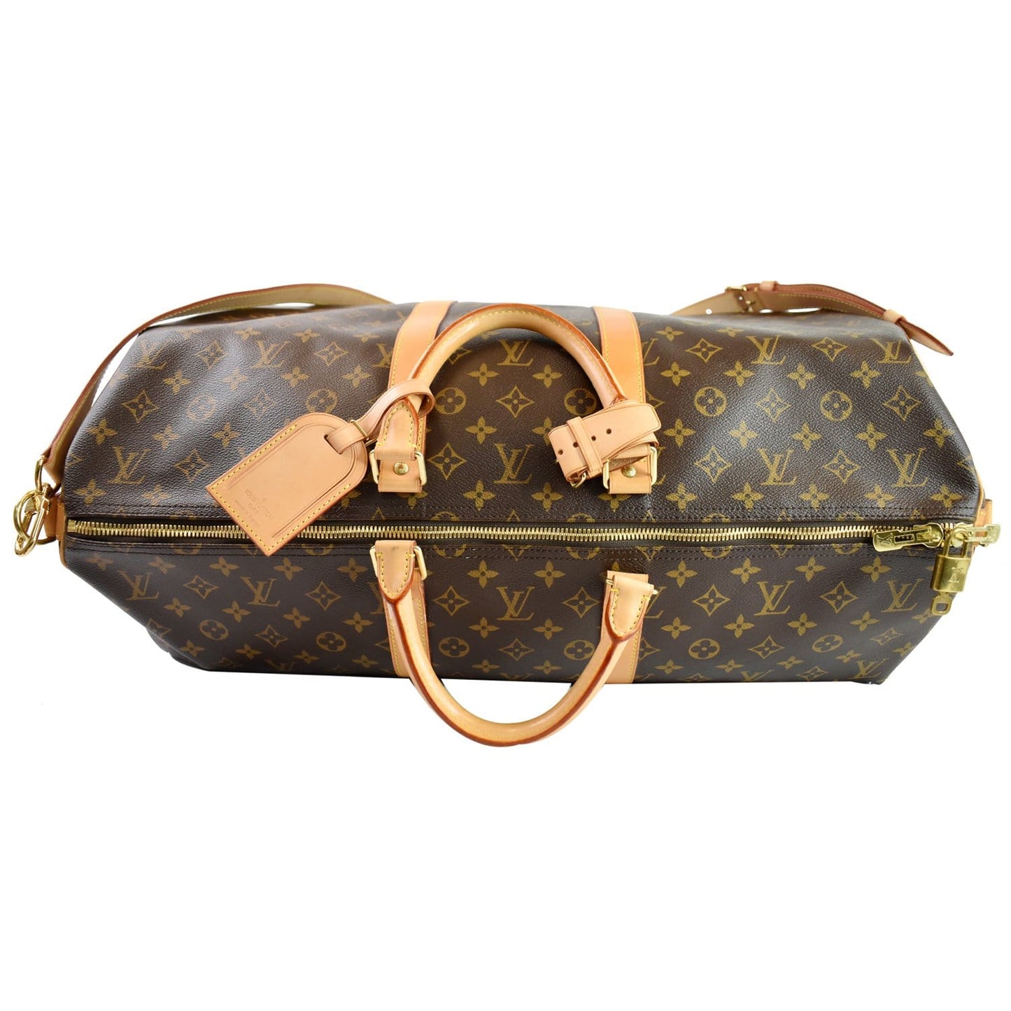 LOUIS VUITTON Keepall Bandouliere 55 Monogram Canvas Travel Bag Brown