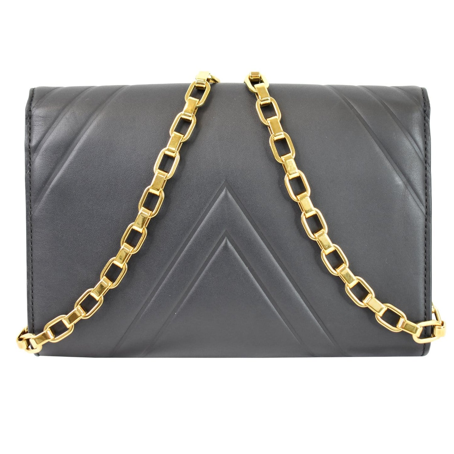 LOUIS VUITTON Airy V Louise GM Calfskin Pochette Chain Shoulder Bag Black