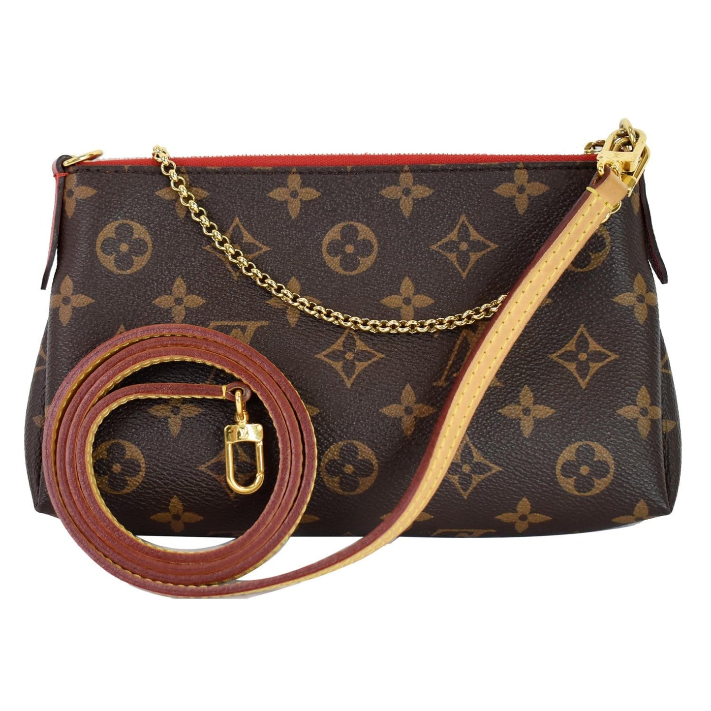 LOUIS VUITTON Pallas Clutch Monogram Canvas Crossbody Bag Brown