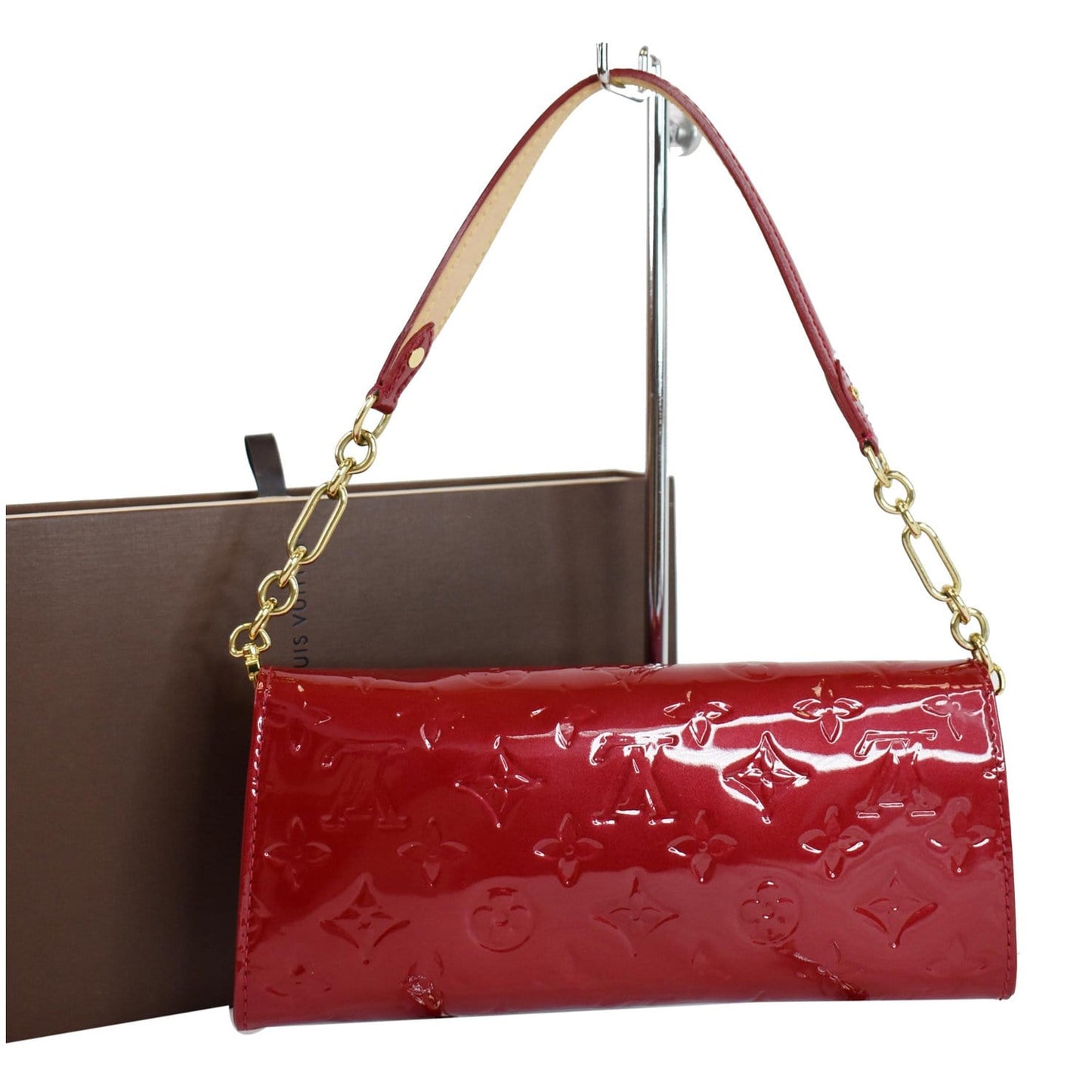 LOUIS VUITTON Sunset Boulevard Monogram Vernis Shoulder Bag Red