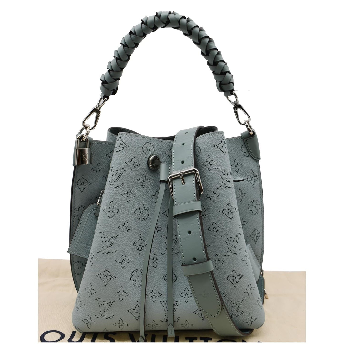 LOUIS VUITTON Muria Mahina Perforated Leather Crossbody Bag Vert