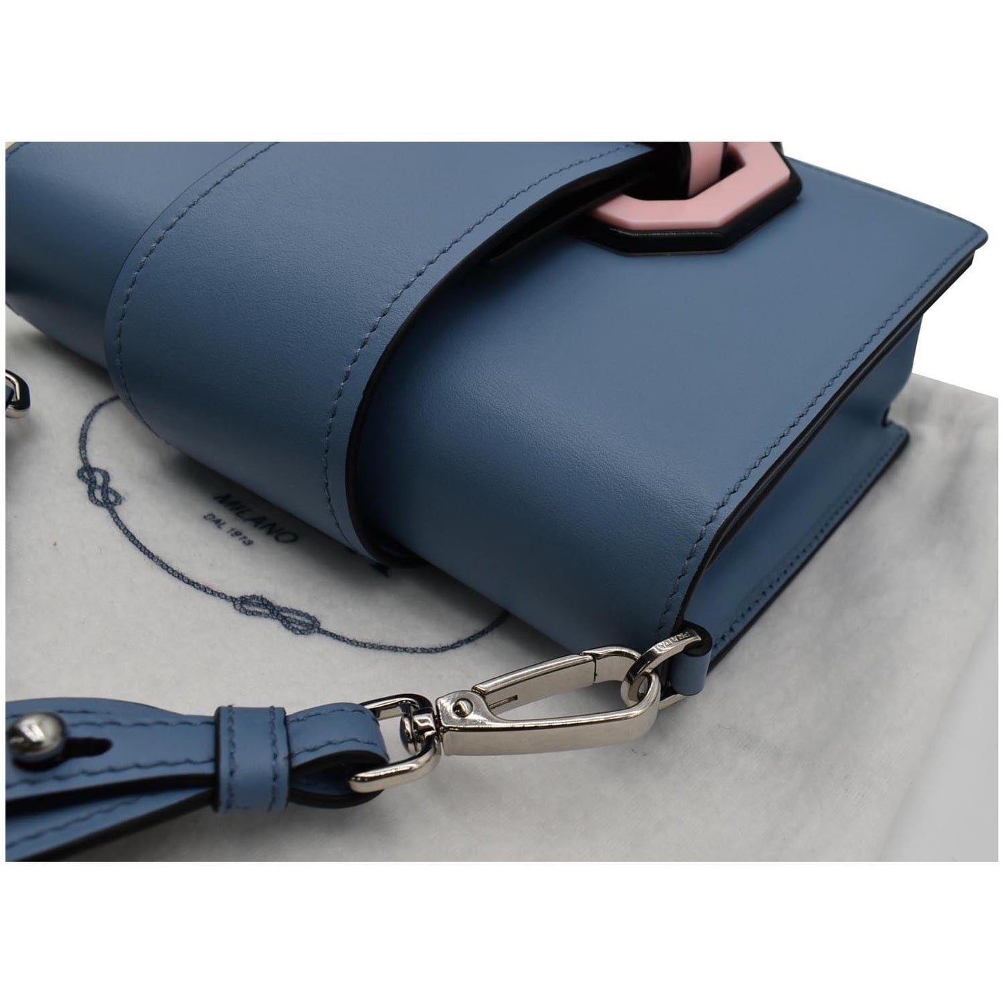 PRADA City Plex Ribbon Calfskin Shoulder Bag Blue/Pink