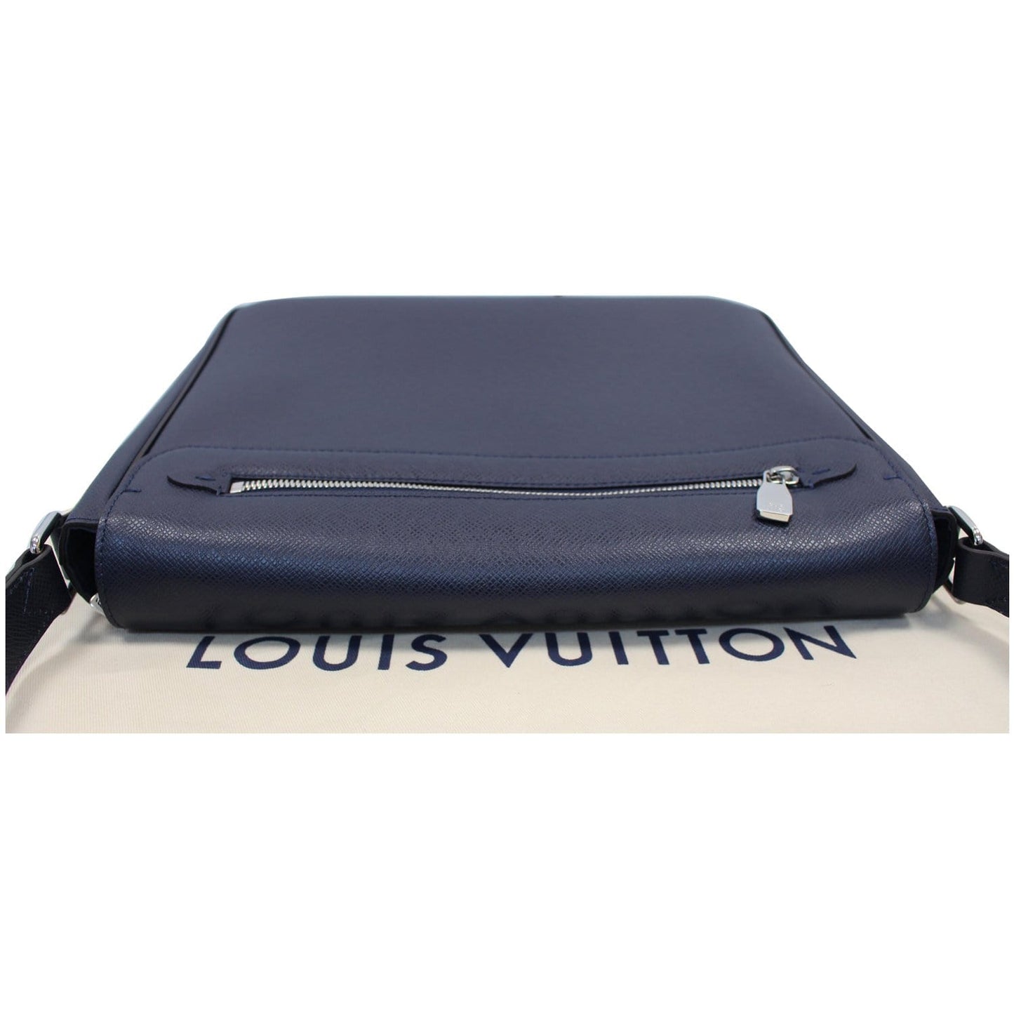 LOUIS VUITTON Roman MM Taiga Leather Messenger Bag Blue