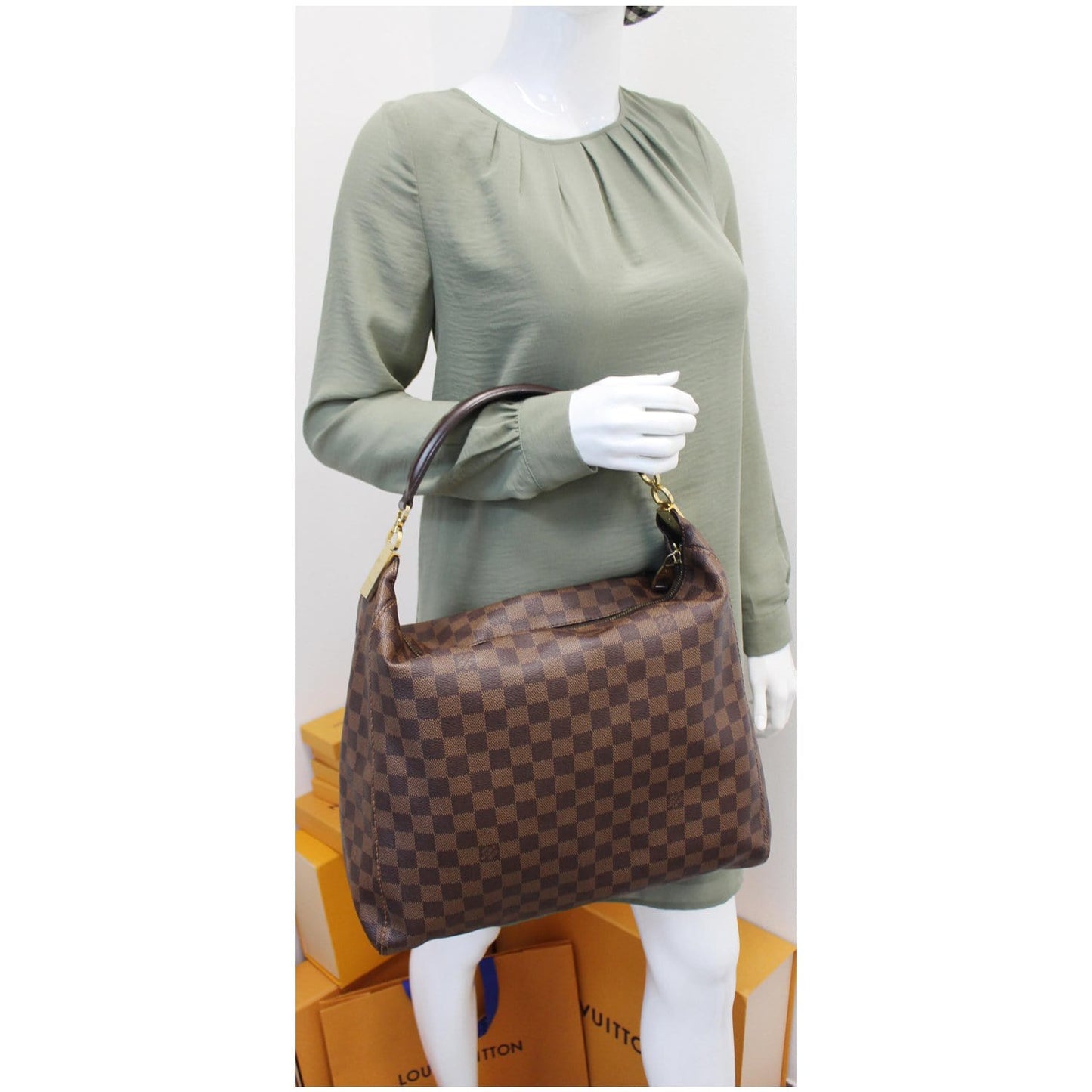 LOUIS VUITTON Portobello GM Damier Ebene Shoulder Bag Brown