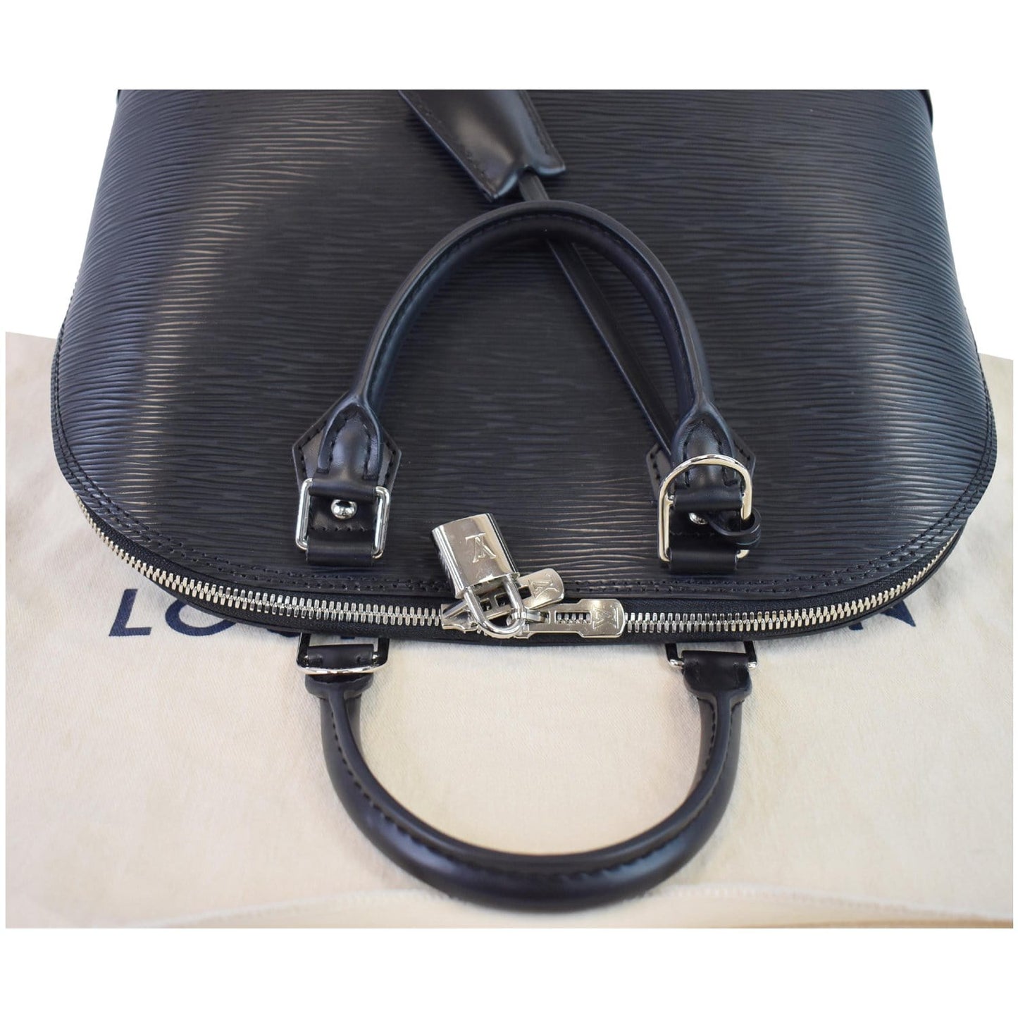 LOUIS VUITTON Alma PM Epi Leather Satchel Bag Black