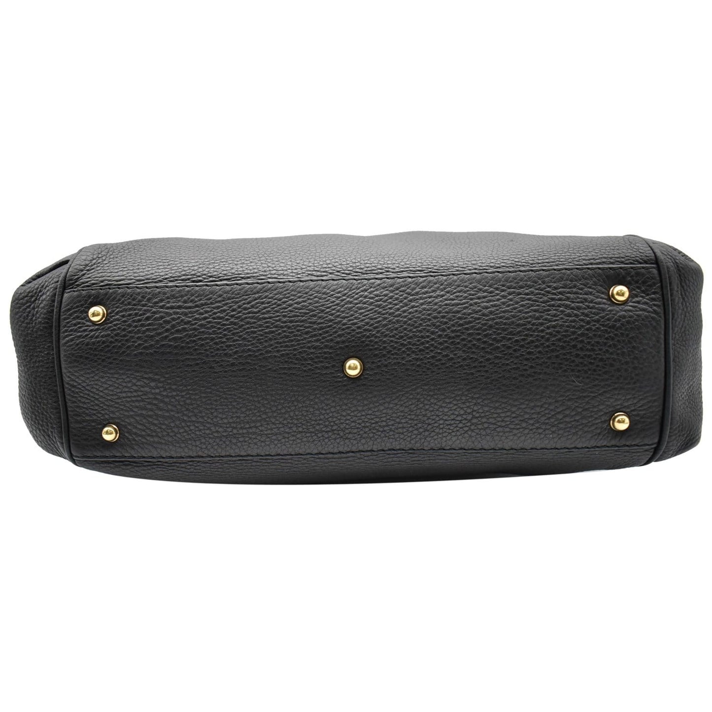 GUCCI Ride Medium Pebbled Leather Top Handle Shoulder Bag Black