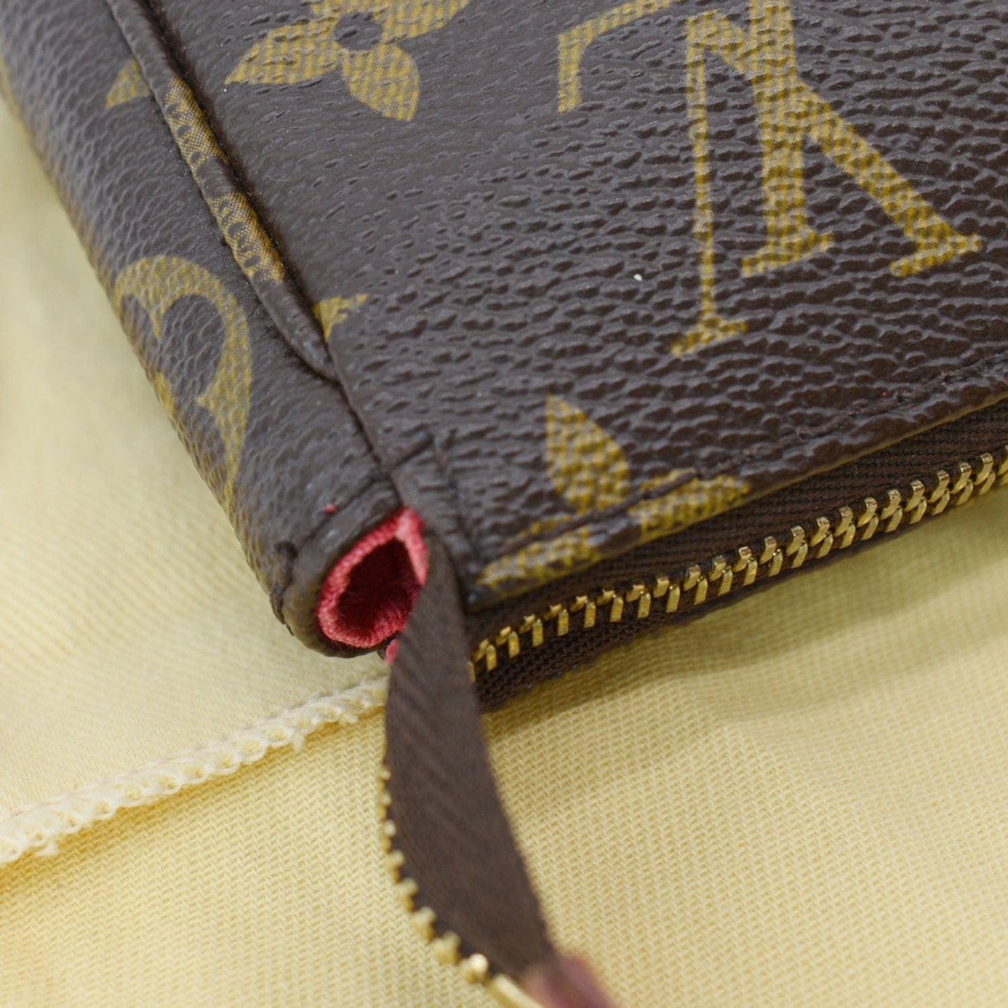 LOUIS VUITTON Grenade V Monogram Canvas Accessories Pochette Bag Brown
