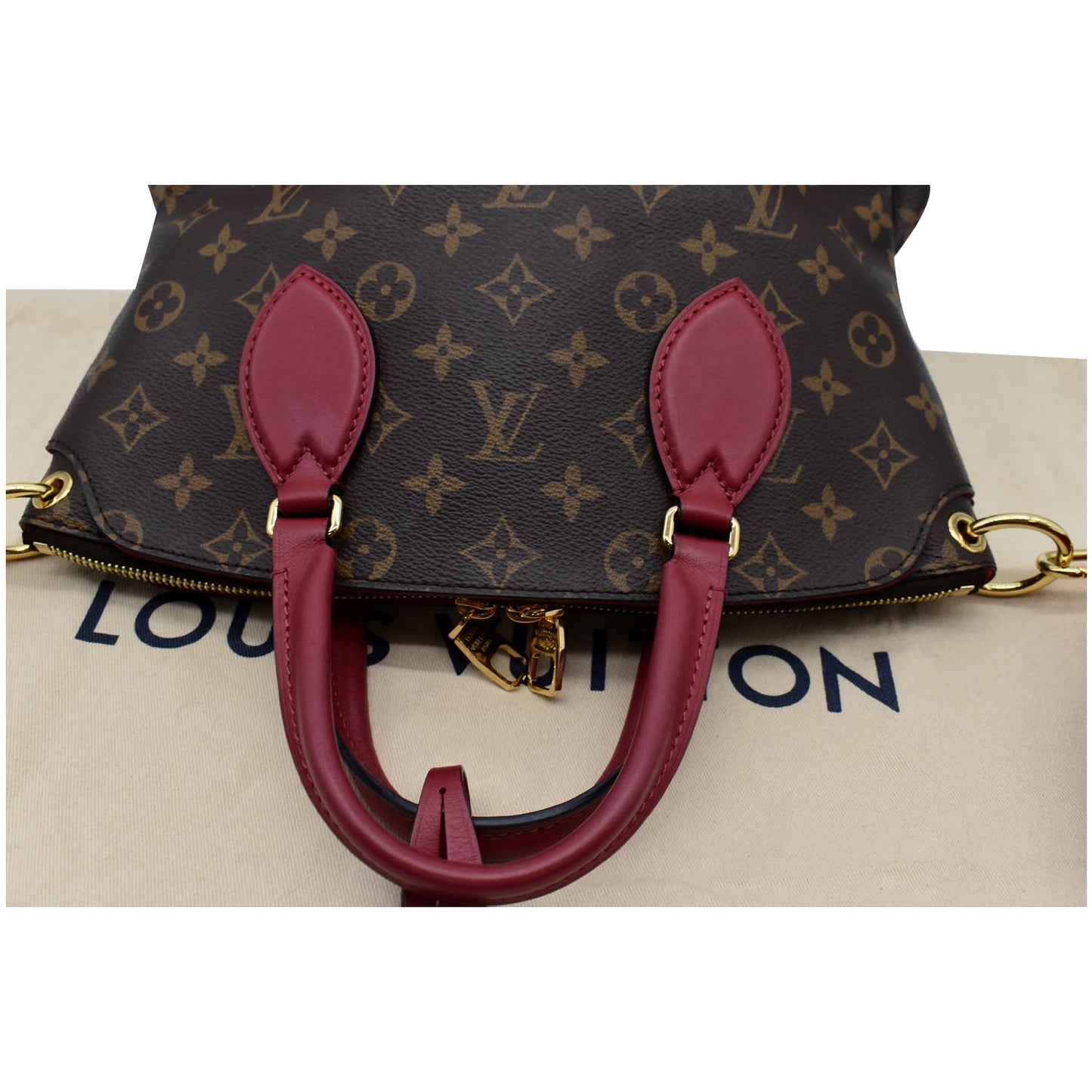 LOUIS VUITTON Flower Zipped PM Monogram Canvas Tote Bag Brown