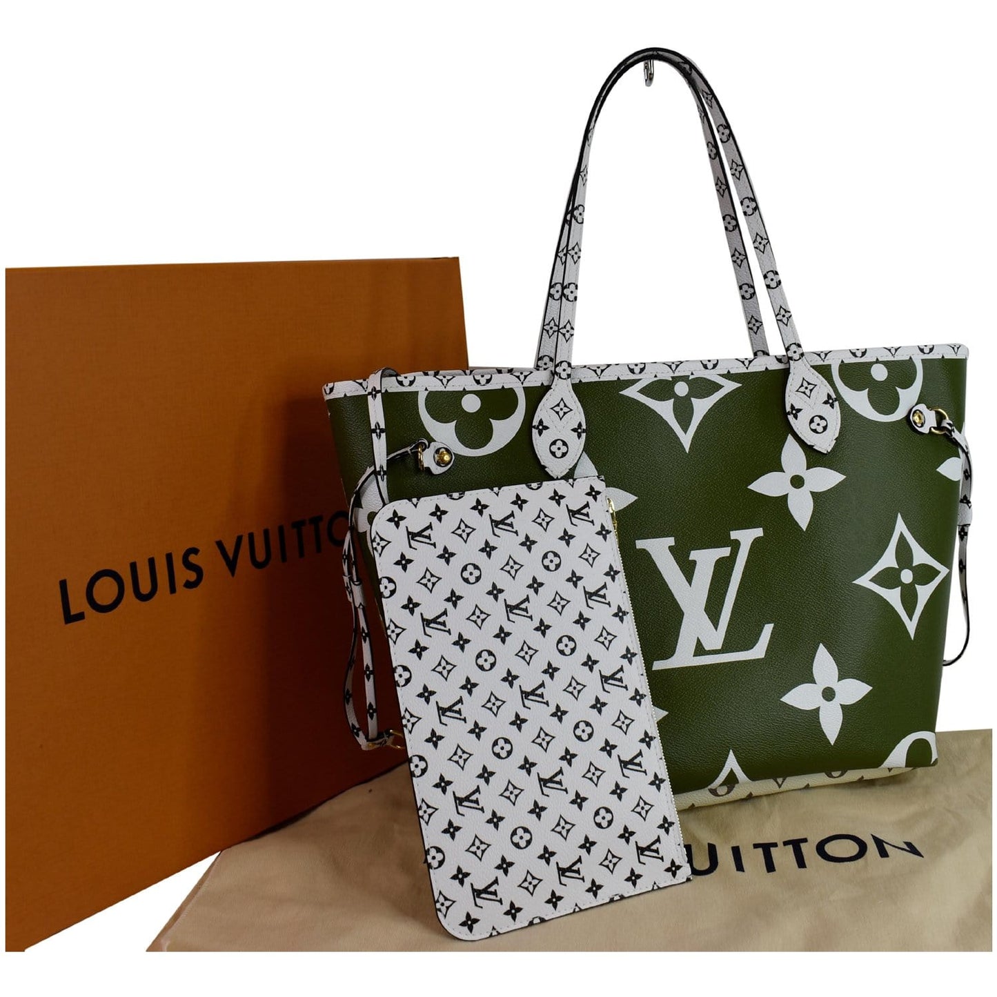 LOUIS VUITTON Giant Neverfull MM Monogram Canvas Shoulder Bag Olive - Last Call
