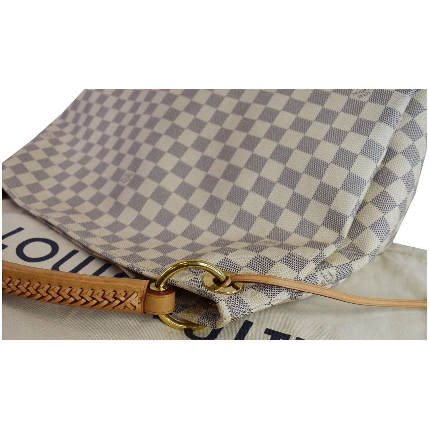LOUIS VUITTON Artsy MM Damier Azur Shoulder Bag White