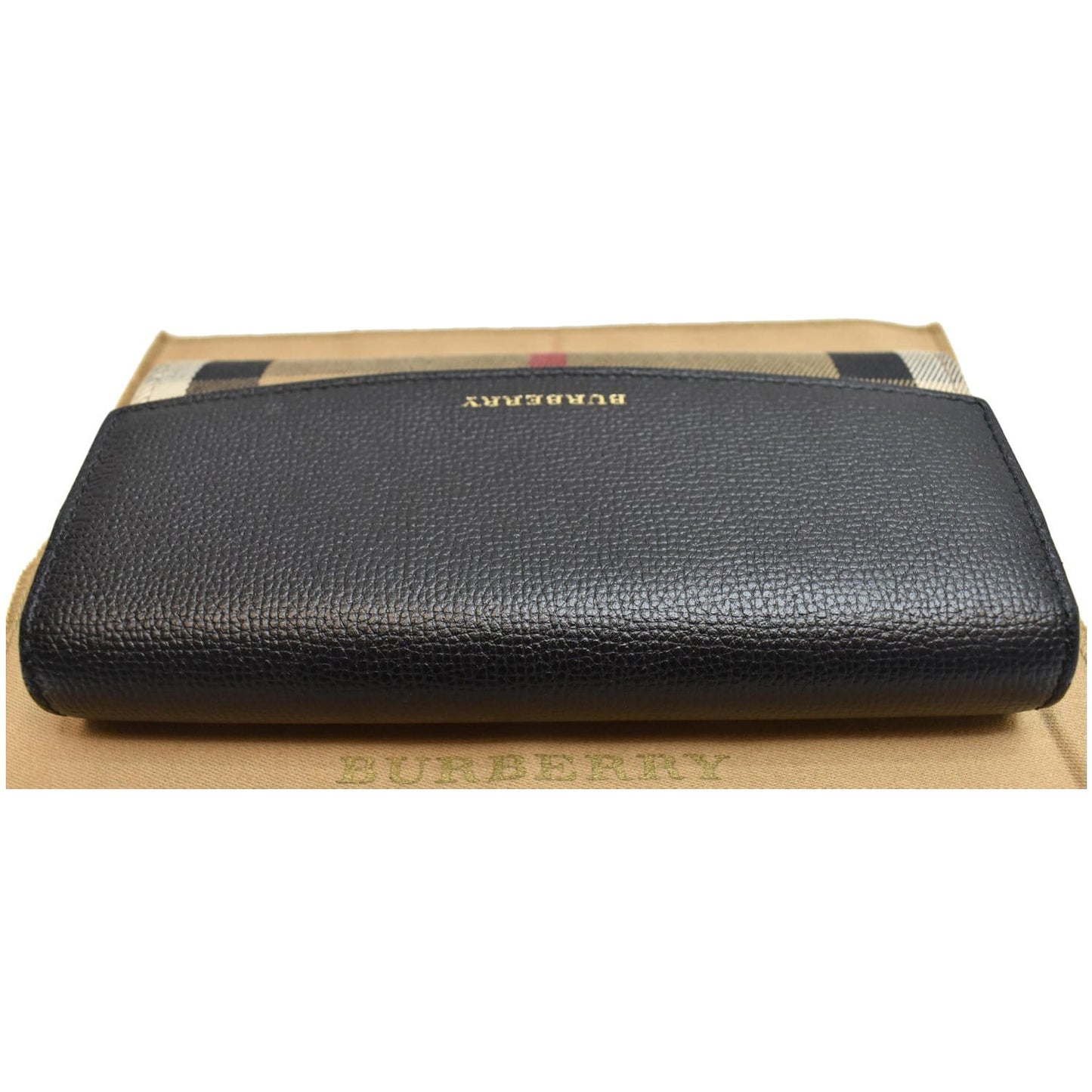 BURBERRY Porter Continental House Check Leather Wallet Black