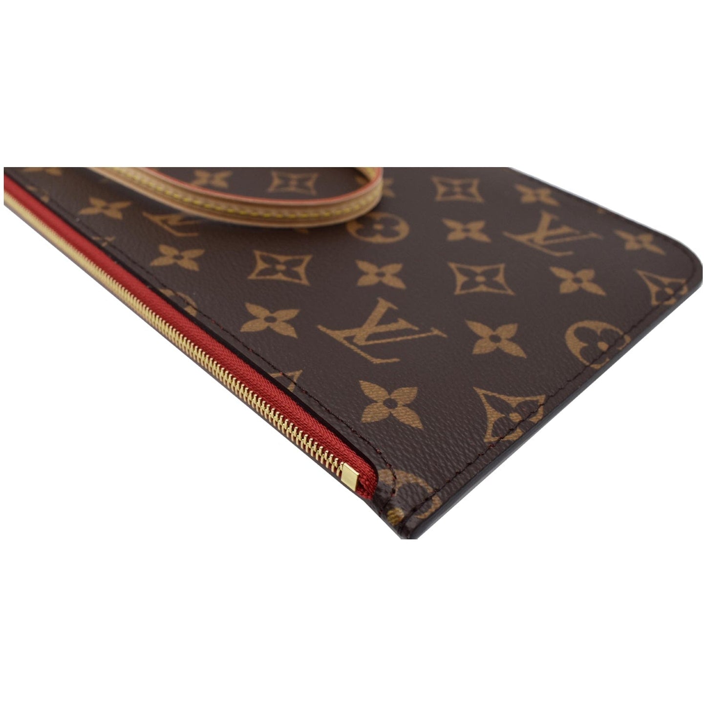 LOUIS VUITTON Neverfull MM Monogram Canvas Pochette Wristlet Pouch Brown