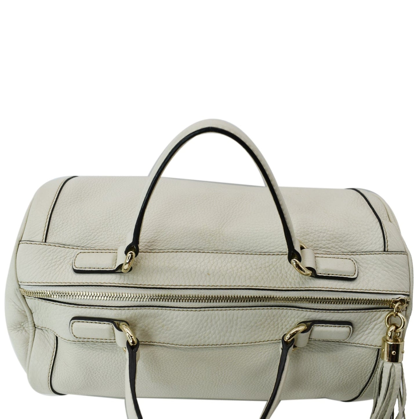GUCCI Soho Leather Boston Bag White 282302