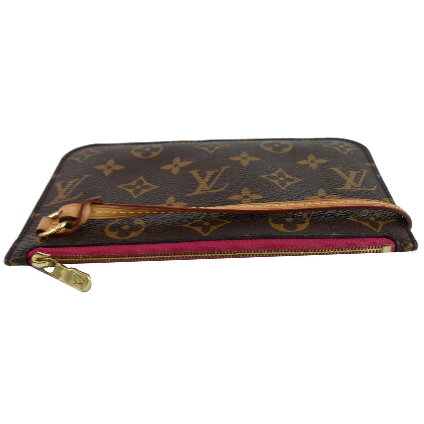 LOUIS VUITTON Pochette Wristlet Pouch Monogram Canvas Neverfull PM Brown