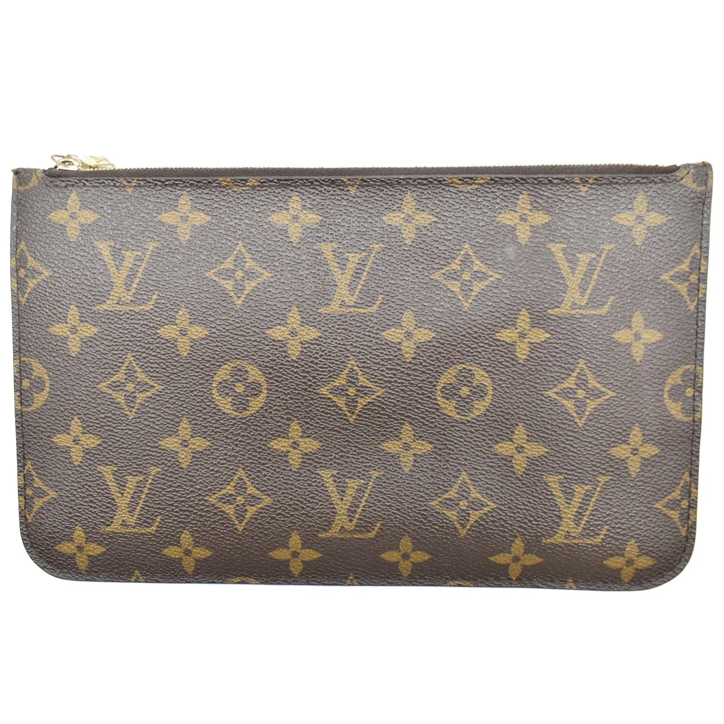 LOUIS VUITTON Neverfull MM Monogram Canvas Pochette Wristlet Pouch Brown
