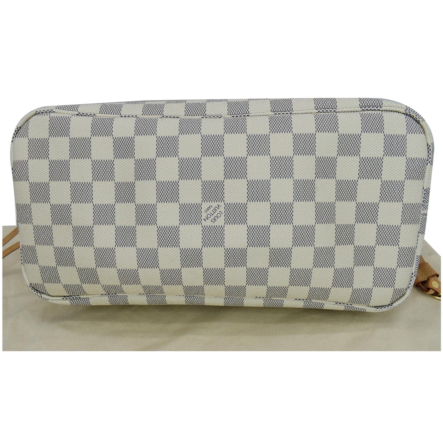 LOUIS VUITTON Neverfull MM Damier Azur Tote Bag Rose Ballerine
