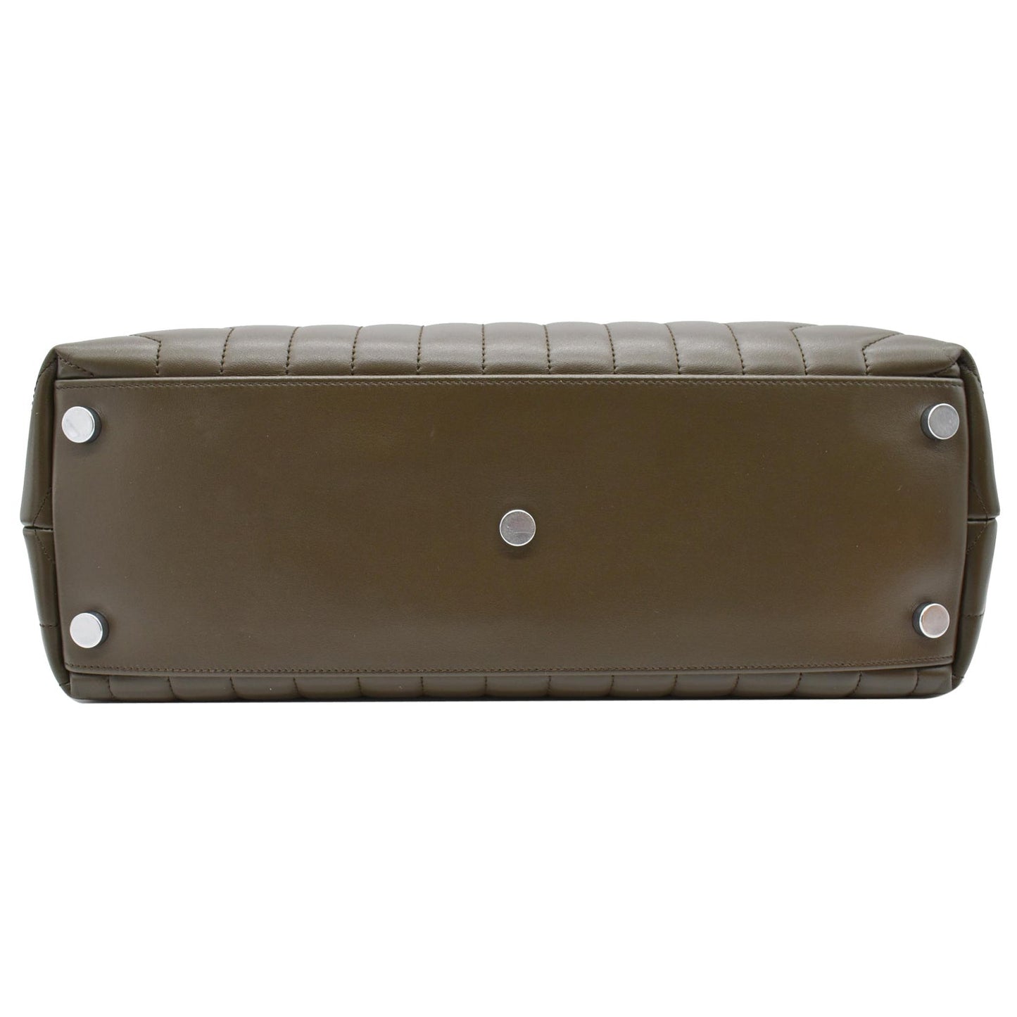 YVES SAINT LAURENT Large Loulou Calfskin Matelasse Chain Shoulder Bag Khaki Green