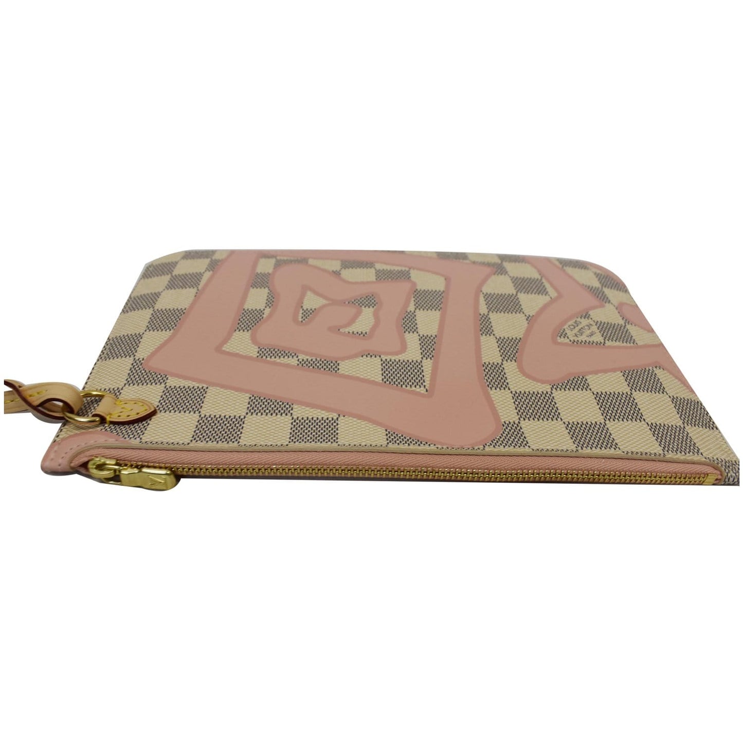 LOUIS VUITTON Tahitienne Pochette Wristlet Pouch Damier Azur Neverfull MM Pink