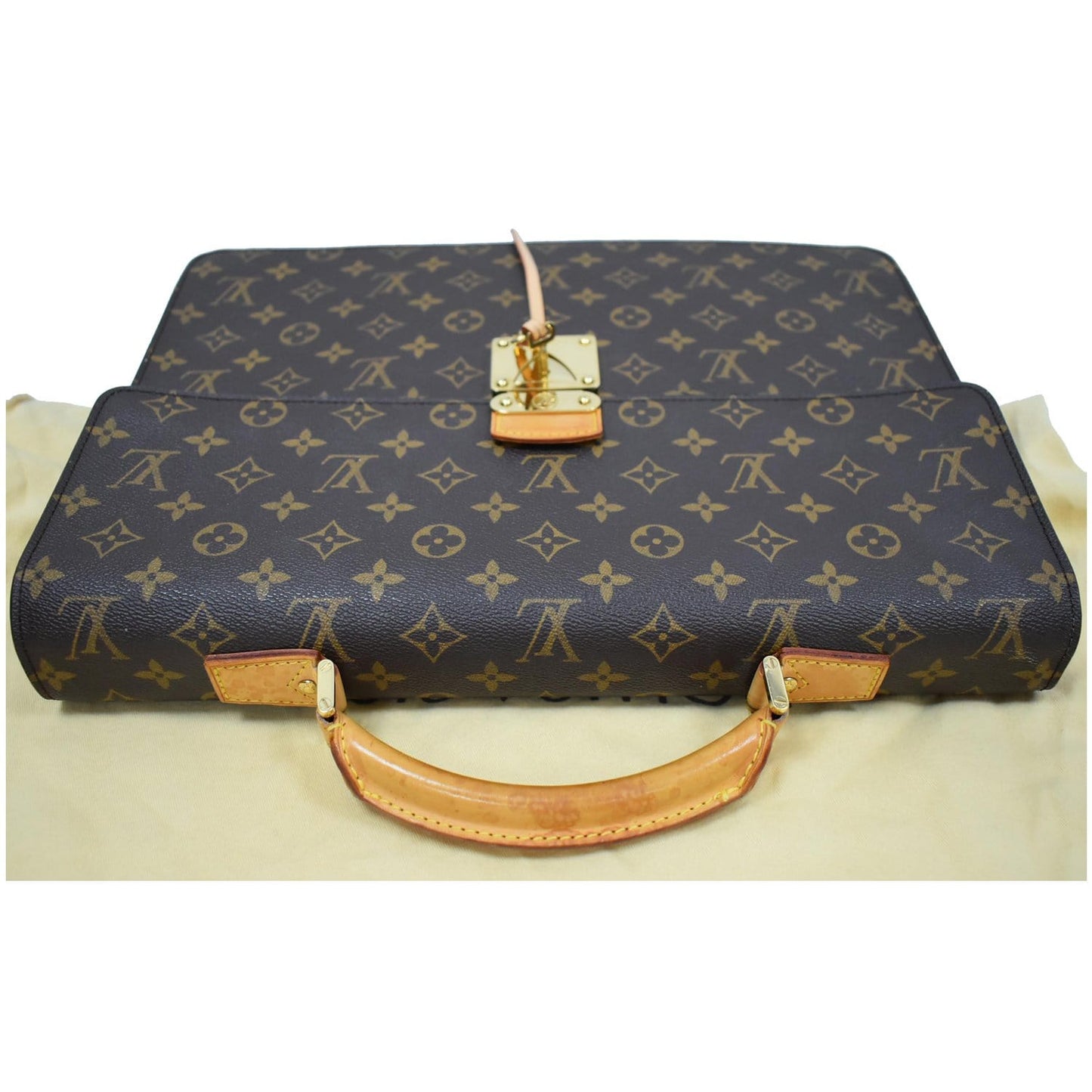 LOUIS VUITTON Laguito Monogram Canvas Briefcase Bag Brown