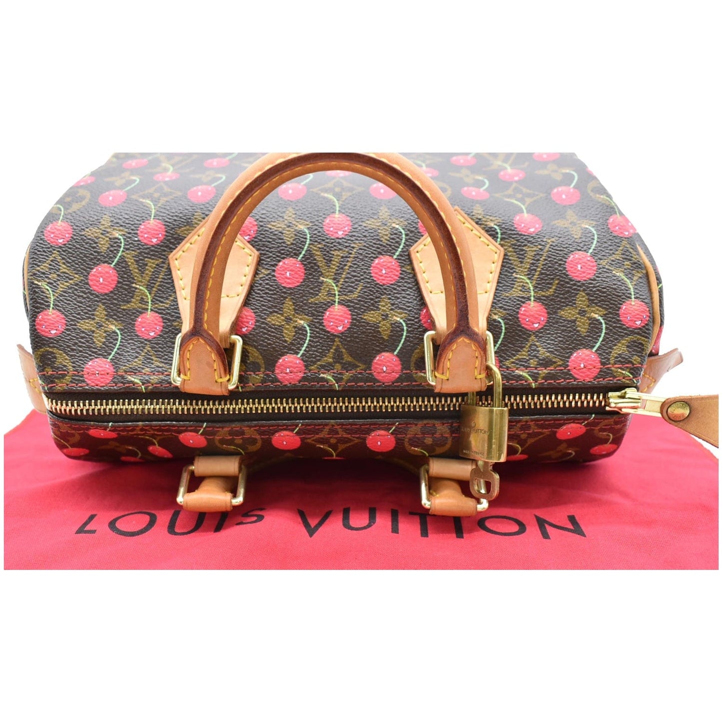 LOUIS VUITTON Cerises Speedy 25 Monogram Canvas Satchel Bag Brown
