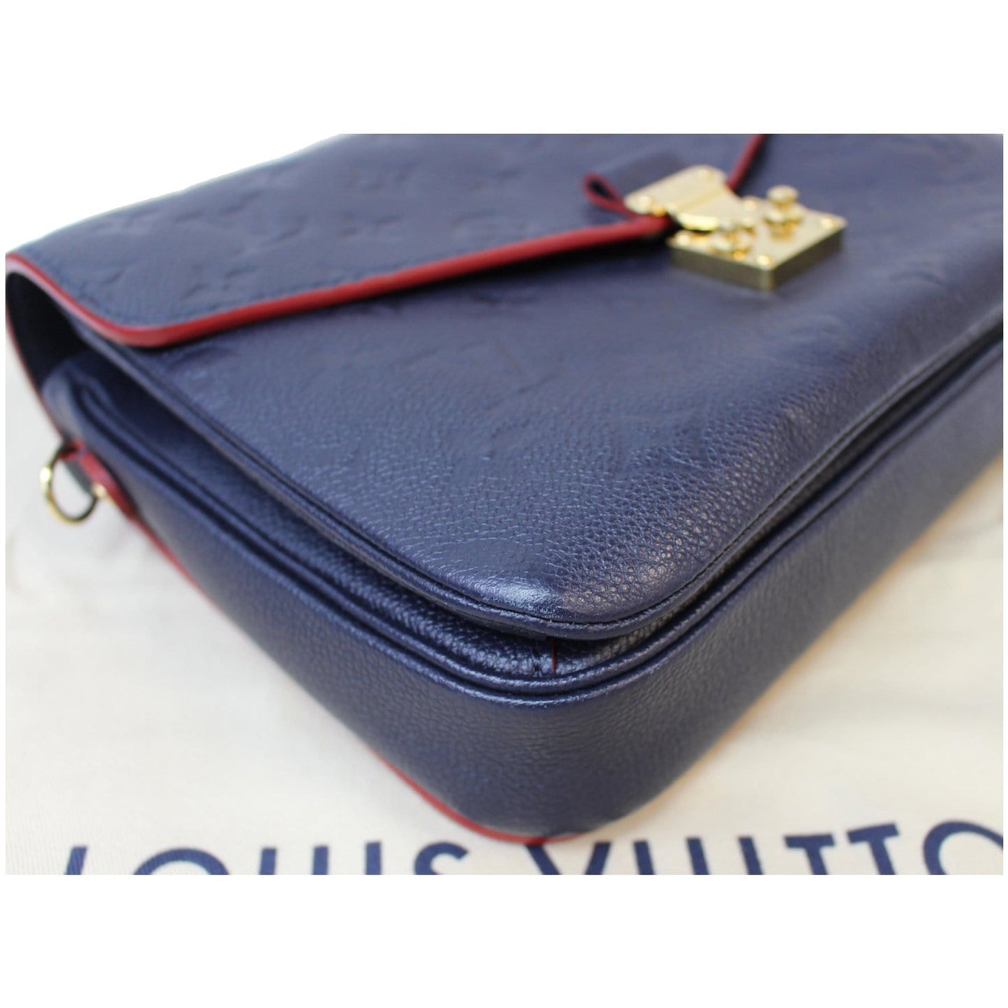 LOUIS VUITTON Metis Pochette Empreinte Leather Crossbody Bag Blue