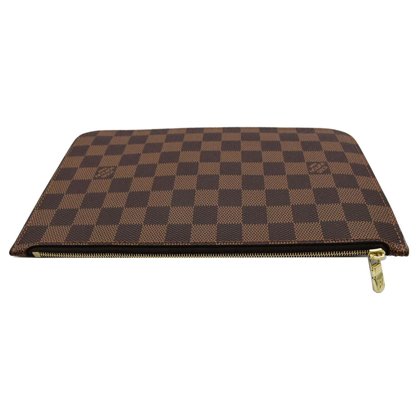 LOUIS VUITTON Neverfull MM Damier Ebene Pochette Wristlet Pouch Brown