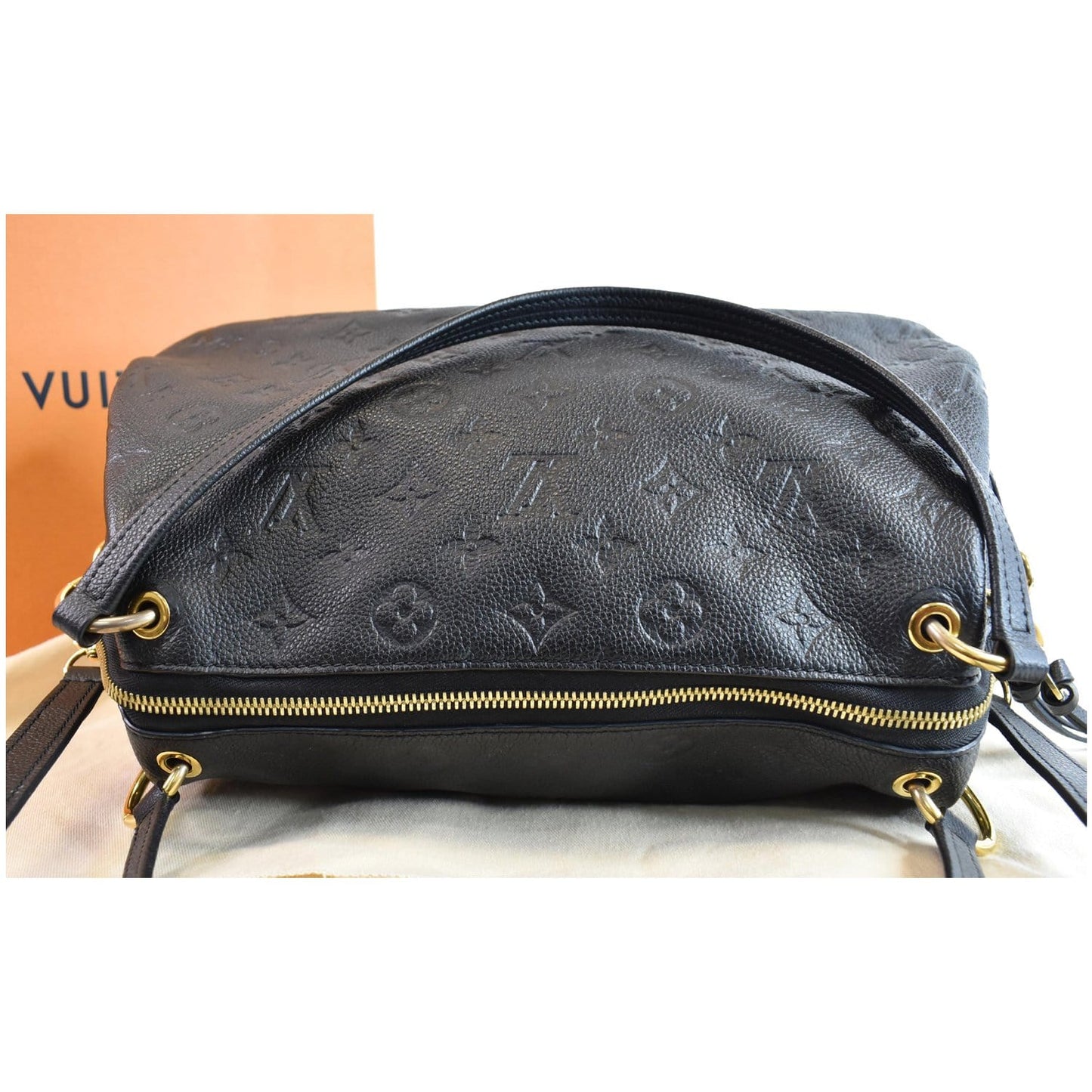 LOUIS VUITTON Ponthieu MM Monogram Empreinte Leather Shoulder Bag Black