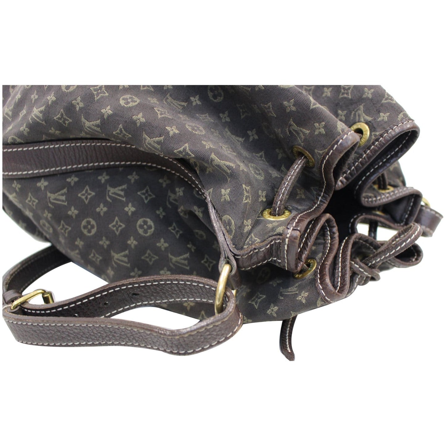 LOUIS VUITTON Large Noe Monogram Mini Lin Shoulder Bag Black