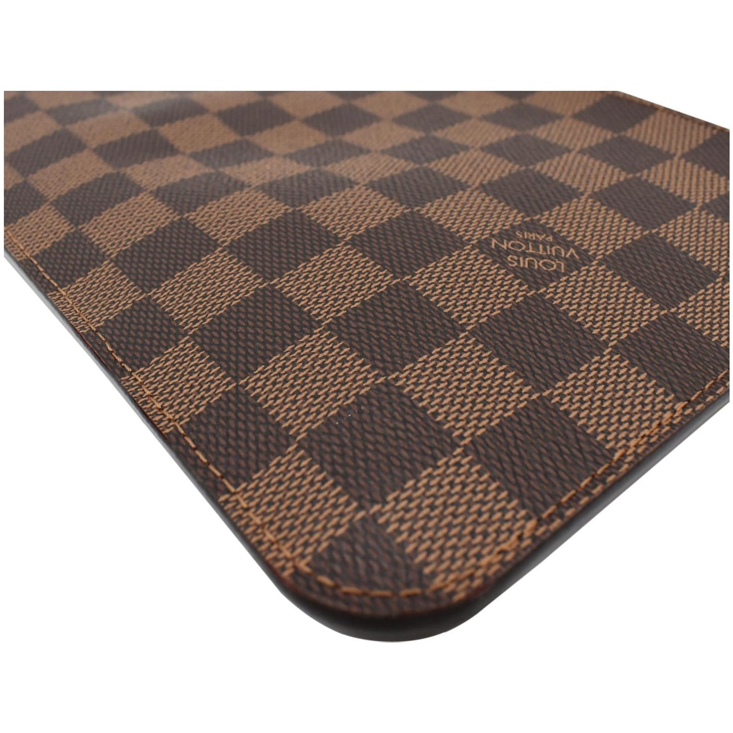 LOUIS VUITTON Neverfull MM Damier Ebene Pochette Wristlet Pouch Brown