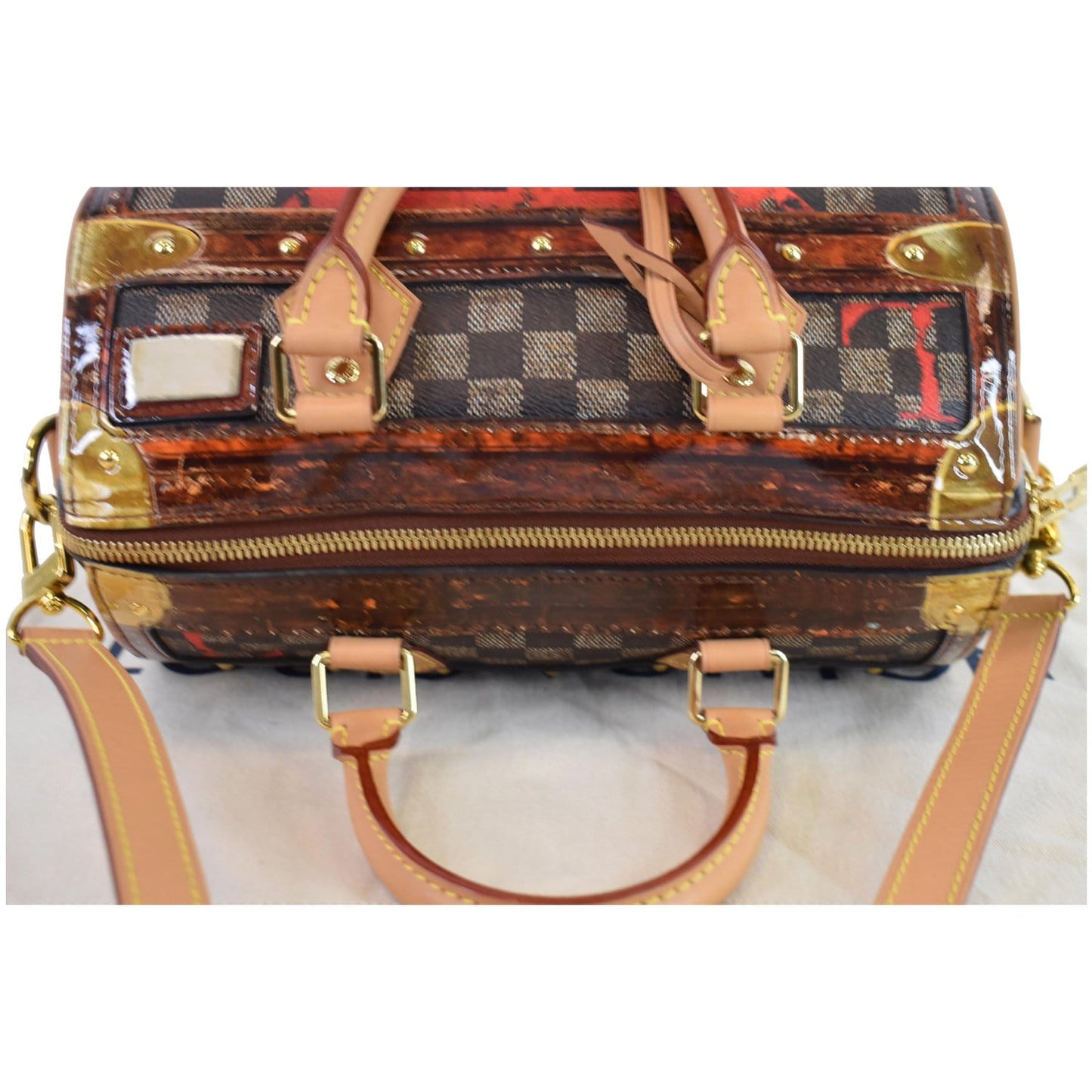 LOUIS VUITTON Time Trunk Speedy 30 Bandouliere Damier Shoulder Bag Black