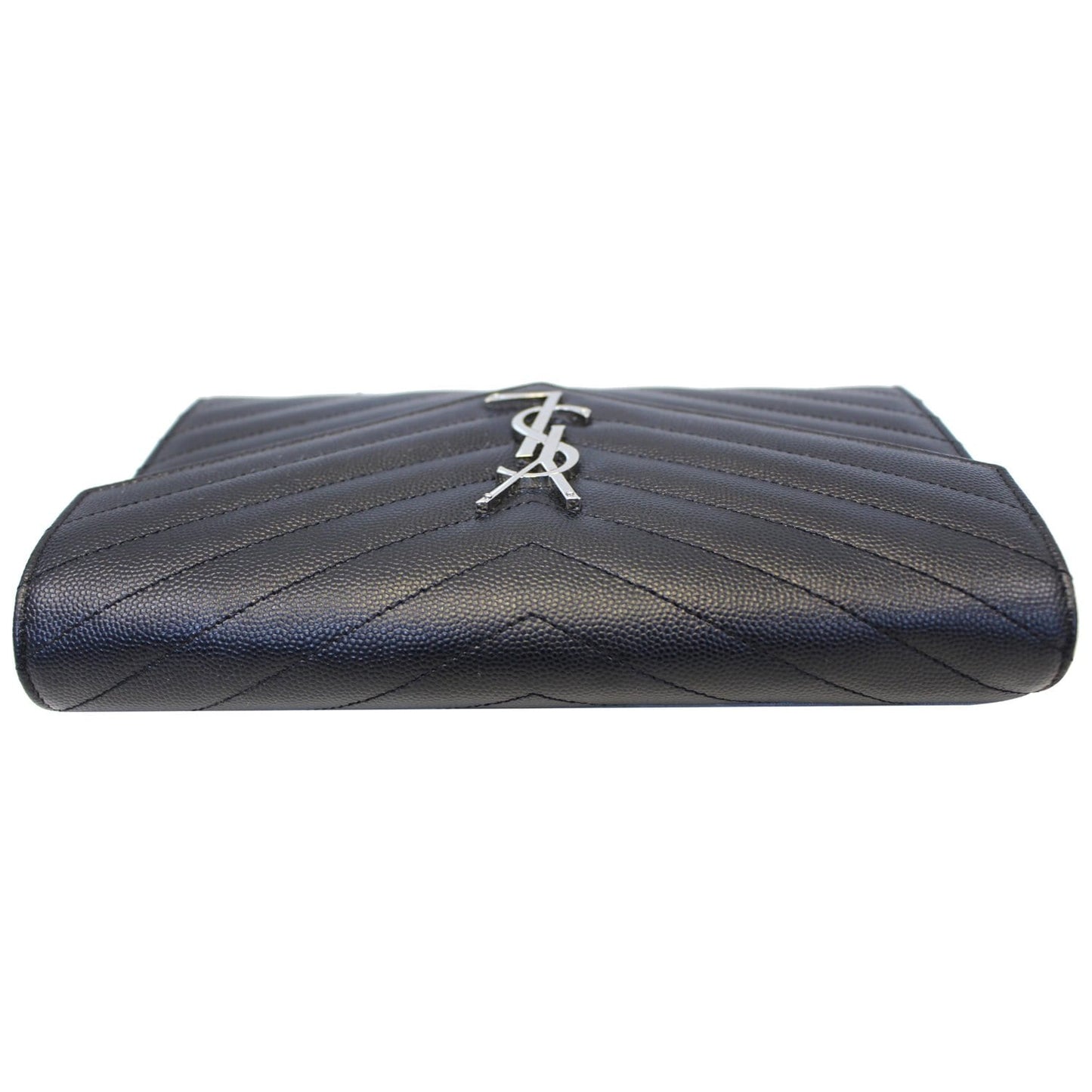 YVES SAINT LAURENT Monogram Grain De Poudre Chain Wallet Black