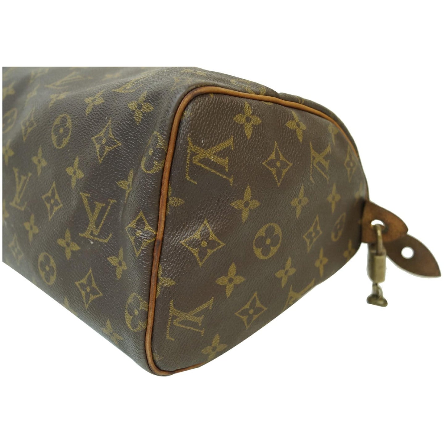 LOUIS VUITTON Speedy 25 Monogram Canvas Satchel Bag Brown