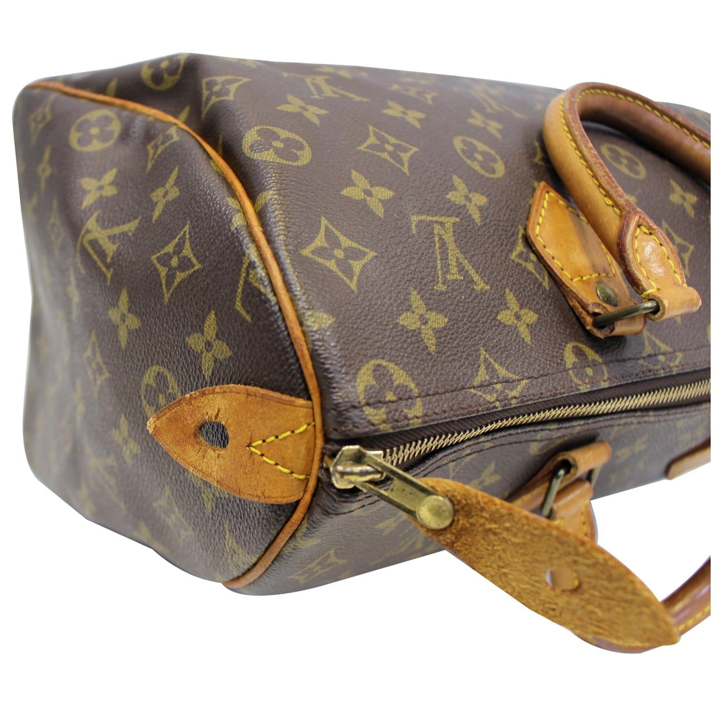 LOUIS VUITTON Speedy 35 Monogram Canvas Satchel Bag Brown