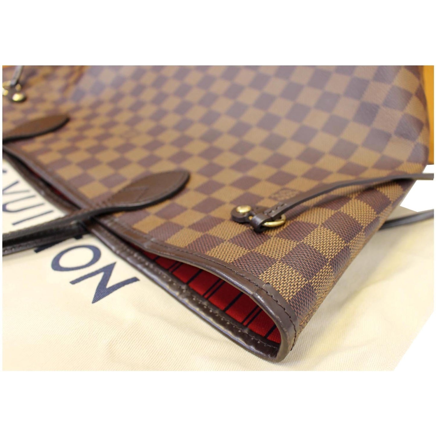 LOUIS VUITTON Neverfull MM Damier Ebene Tote Shoulder Bag Brown