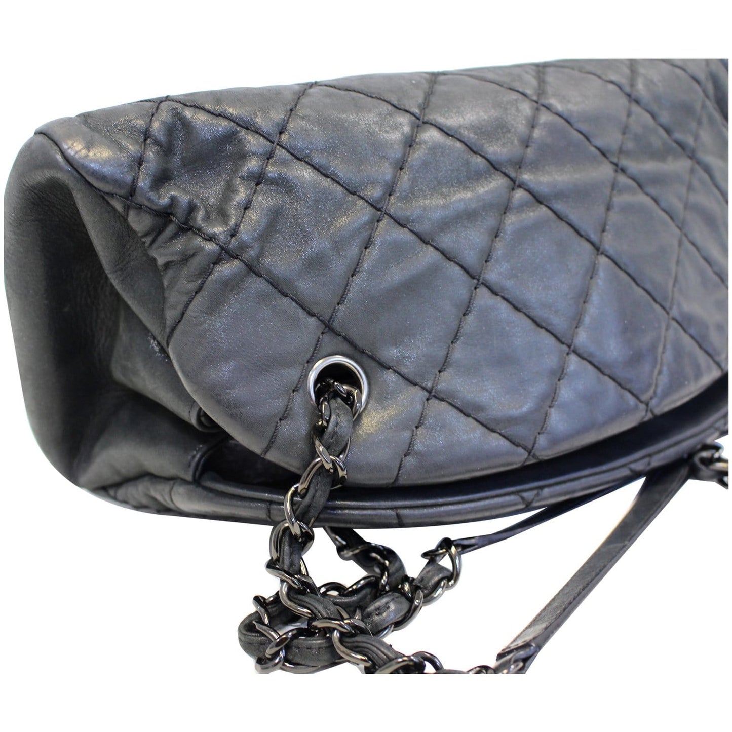 CHANEL Just Mademoiselle Calfskin Leather Bowling Bag Black