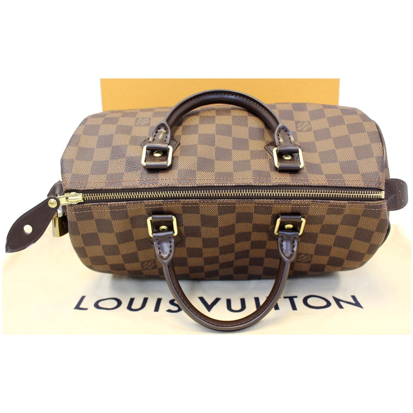 Louis Vuitton Speedy 30 Damier Ebene Satchel Bag Brown