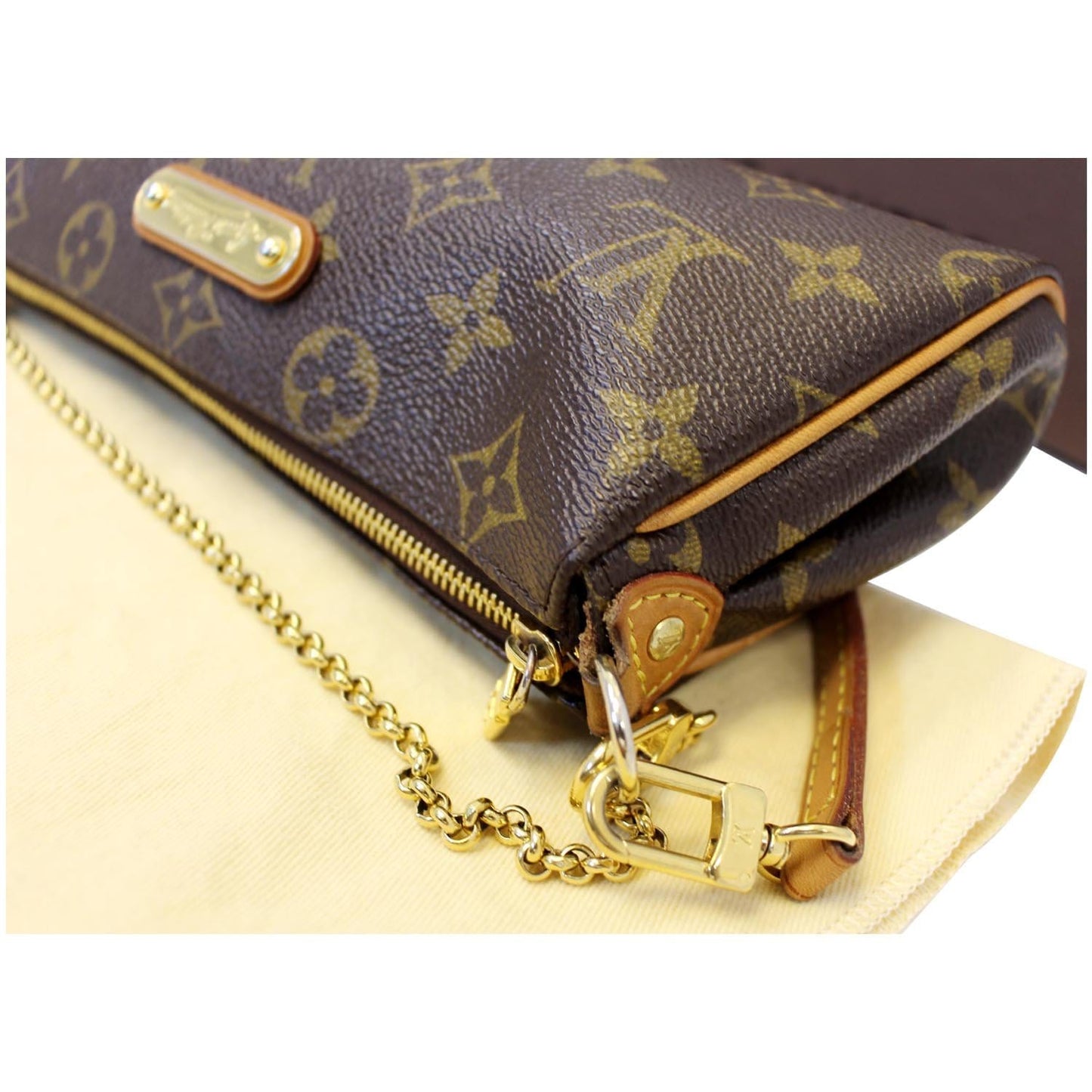 LOUIS VUITTON Pochette Eva Monogram Canvas Clutch Crossbody Bag