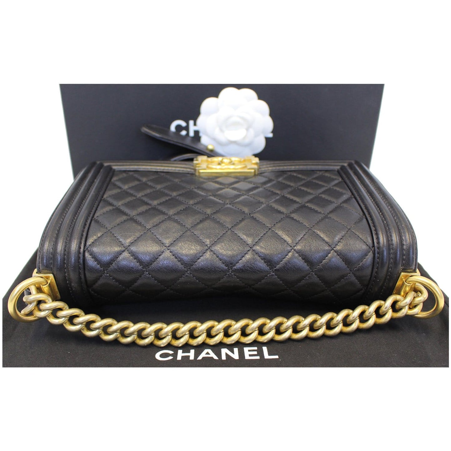 CHANEL Medium Boy Flap Lambskin Leather Shoulder Bag Black - 15% OFF