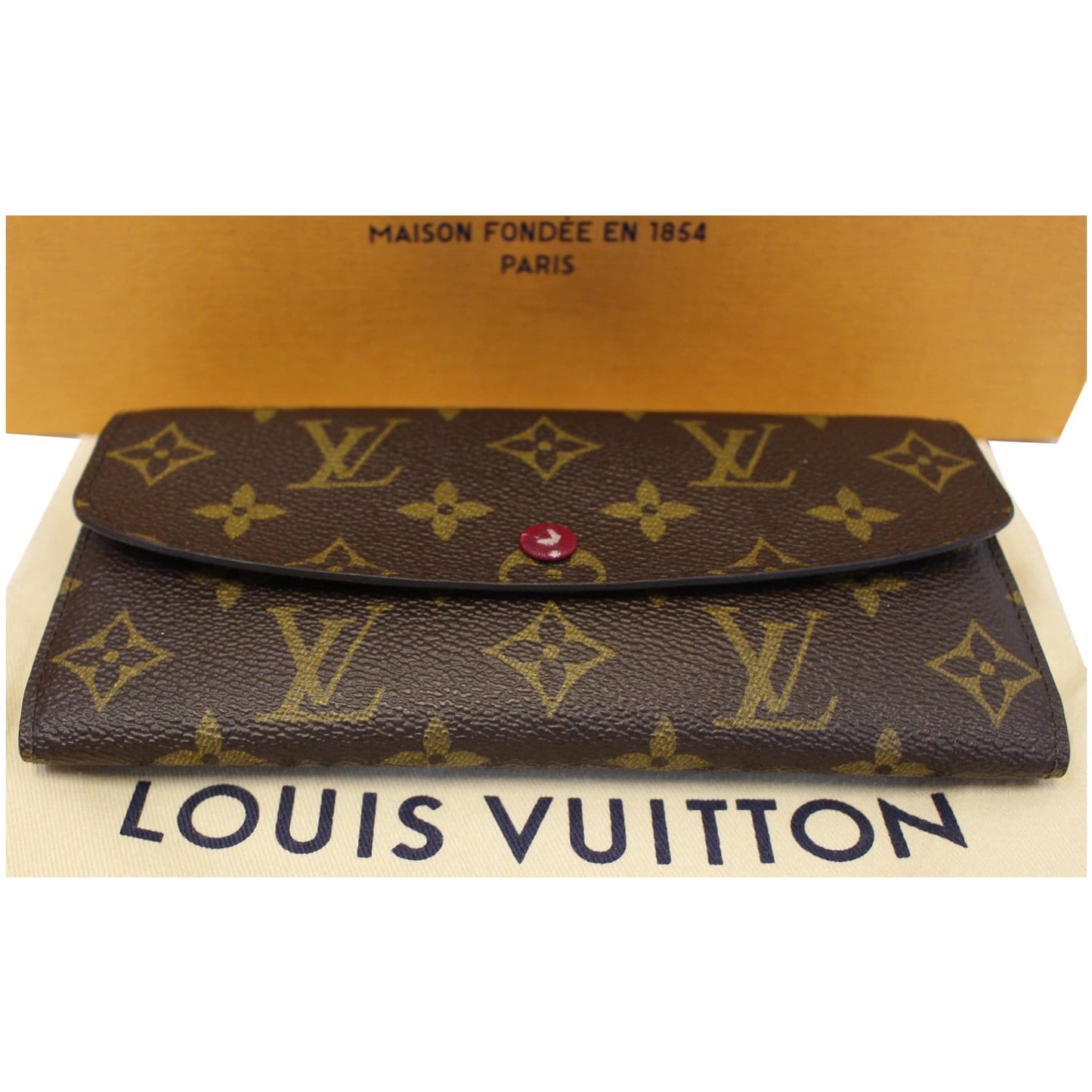 LOUIS VUITTON Emilie Monogram Canvas Wallet Brown