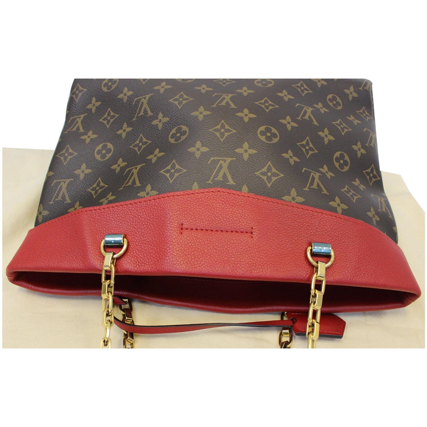 LOUIS VUITTON Pallas Chain Monogram Canvas Shopper Bag Brown