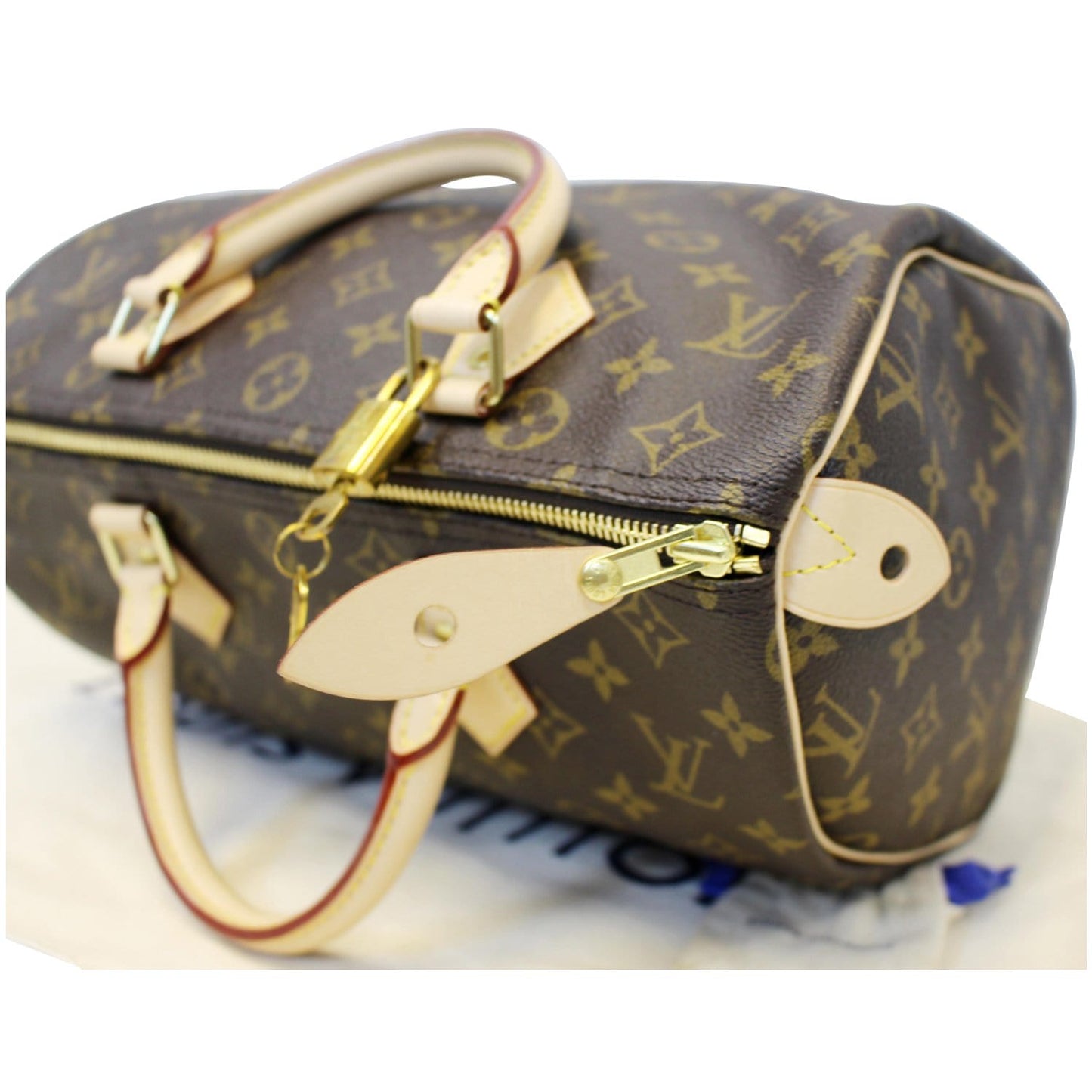 LOUIS VUITTON Speedy 30 Monogram Canvas Satchel Handbag Brown
