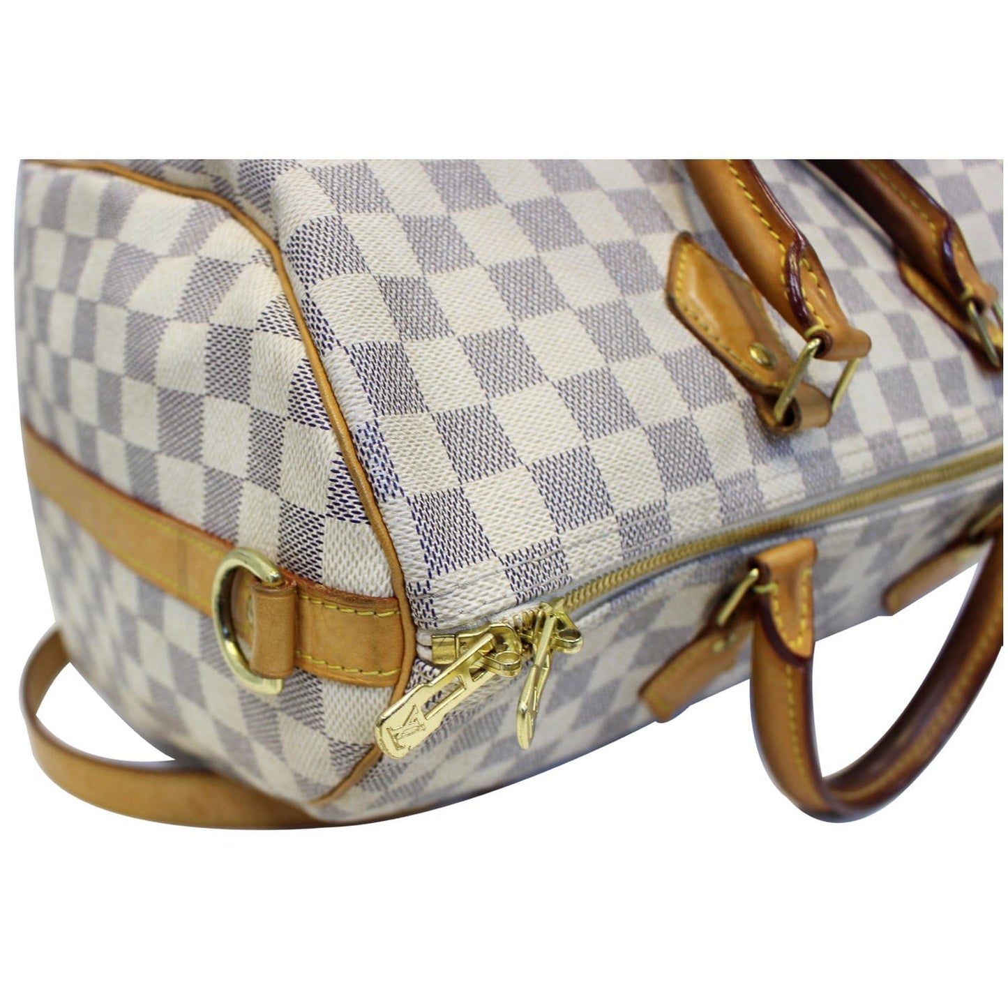 Louis Vuitton Speedy 35 Bandouliere Damier Azur Shoulder Bag White
