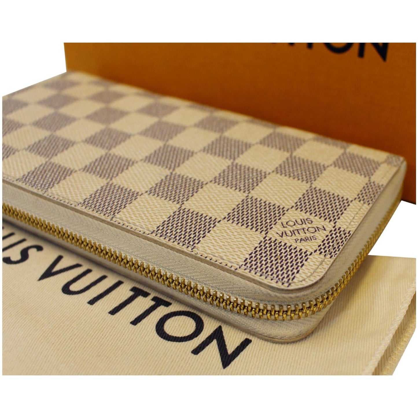 LOUIS VUITTON Damier Azur Zippy Long Wallet White