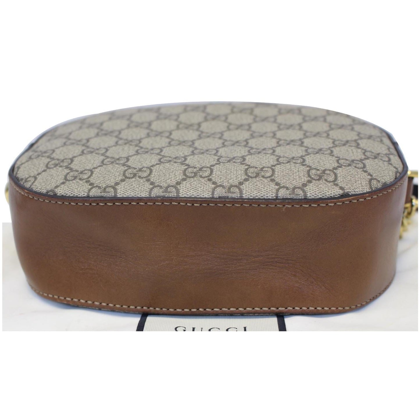 GUCCI GG Supreme Mini Chain Crossbody Bag Beige 409535