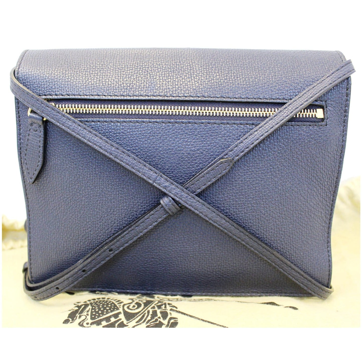 Burberry Small Vintage Check/Leather Crossbody Bag Dark Blue