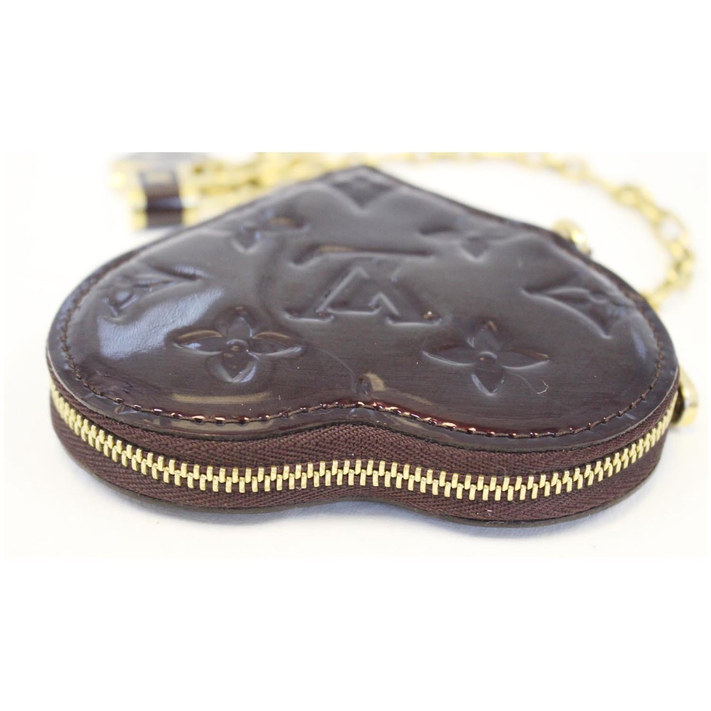 LOUIS VUITTON Heart Monogram Vernis Coin Purse Amarante