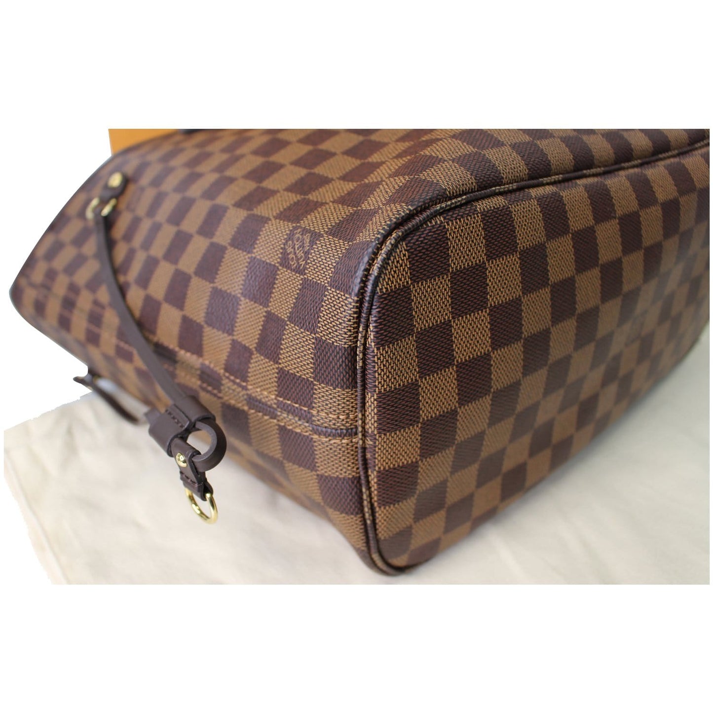 LOUIS VUITTON Neverfull MM Damier Ebene Tote Shoulder Bag Brown