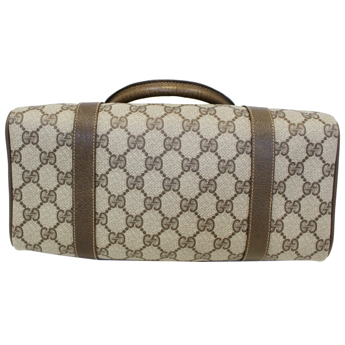 GUCCI Boston Doctor GG Canvas Satchel Handbag Taupe