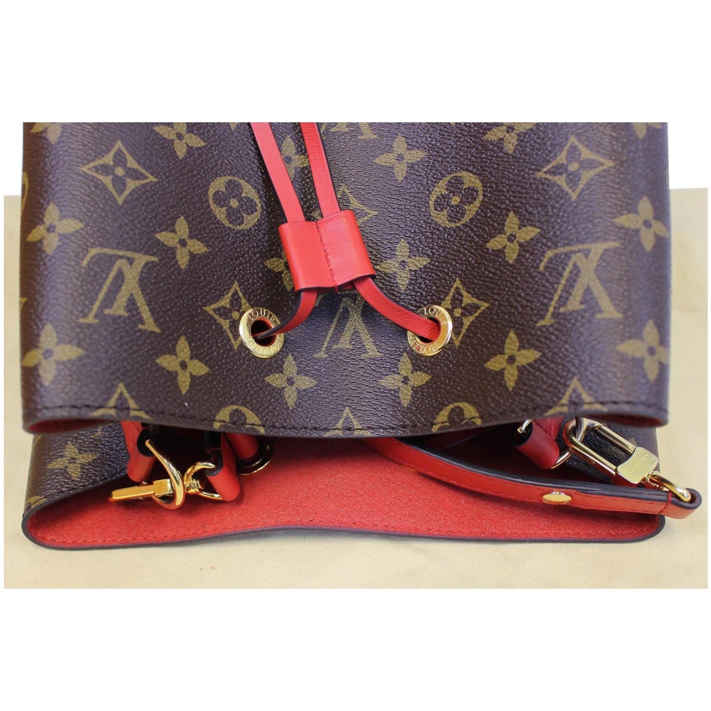 LOUIS VUITTON Neonoe Monogram Canvas Shoulder Bag Coquelicot