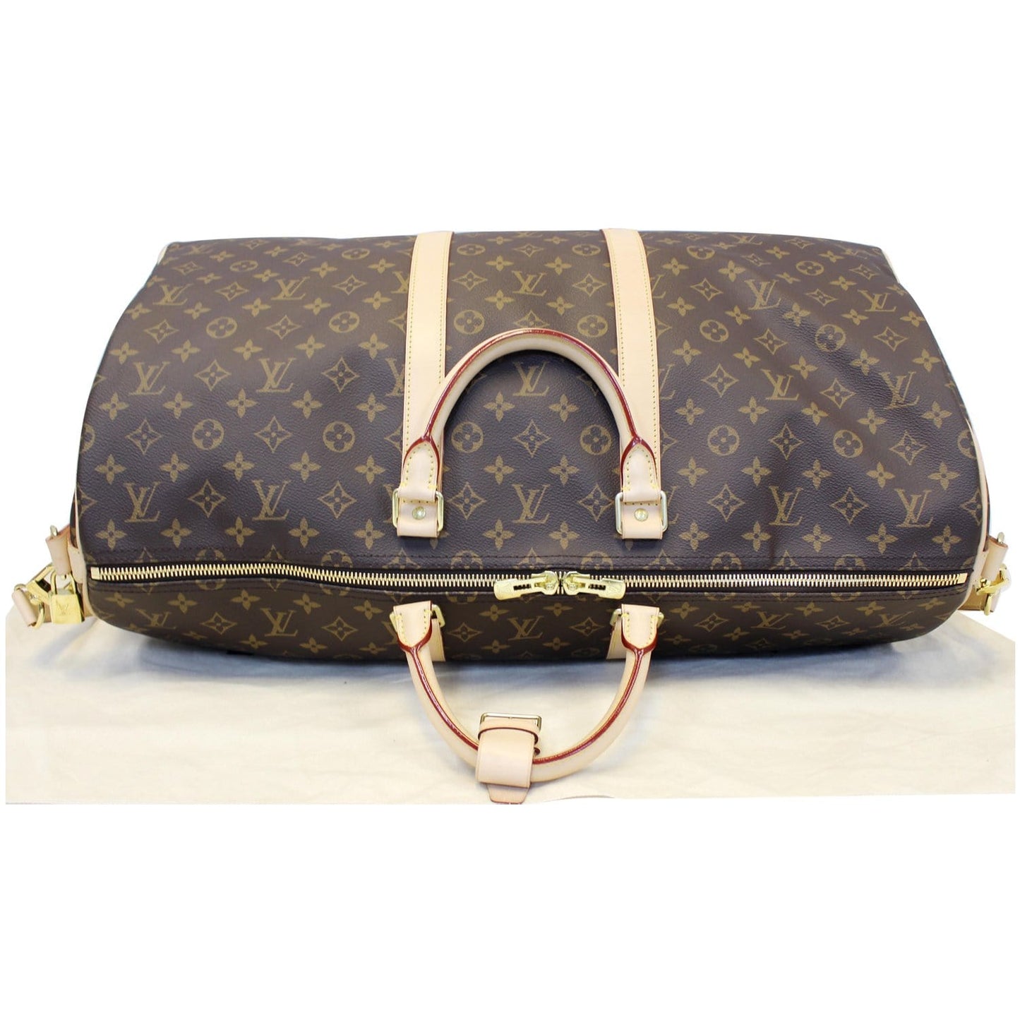 LOUIS VUITTON Keepall 55 Bandouliere Monogram Canvas Travel Bag Brown